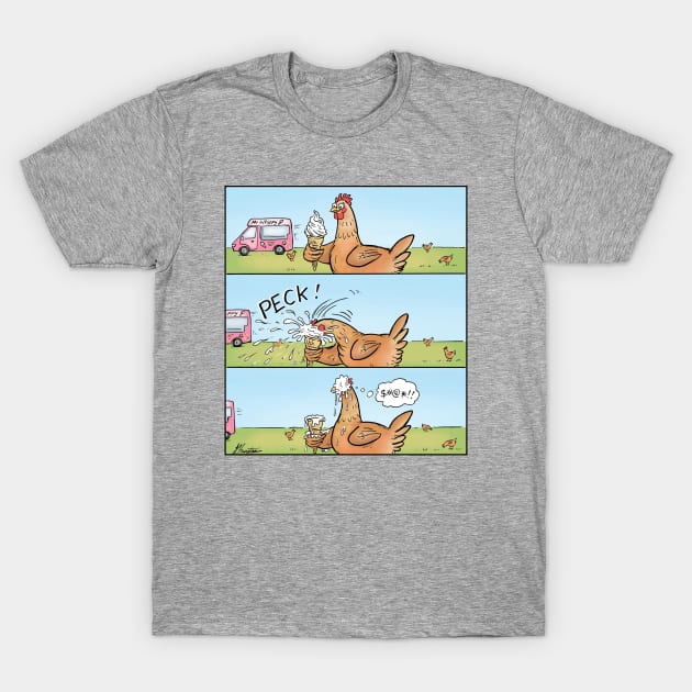 Chook Enjoying Ice Cream. T-Shirt by JedDunstan